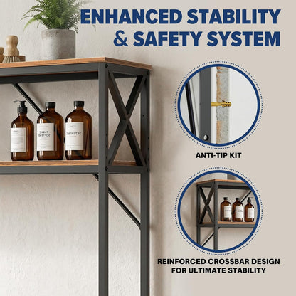 Furnaza 59.1" H 3-Tier Laundry Room Over Washer Dryer Shelf, Adjustable | Heavy Duty Steel, 110LB Capacity, 54.7"Wx9.4"D Interior, Easy Assembly, Great for Bathroom Laundry Mudroom Pantry Workshop