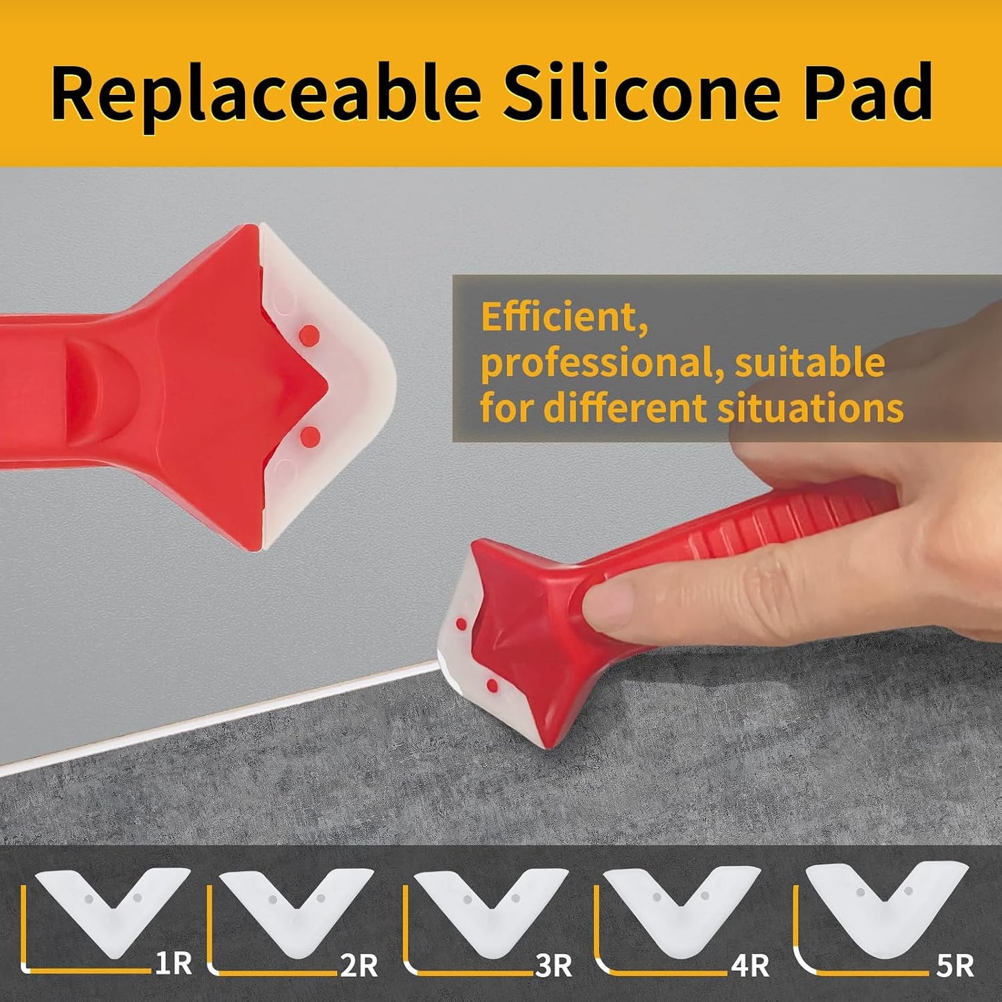 Caulking Tool-Caulk Remover Tool Kit,Grout Removal Tool,Silicone Bathroom Caulk Finishing Tool with Stainless Steel Scraper and Metal Handle for Bathroom,Kitchen,Bathtub,Sink Joint,Window