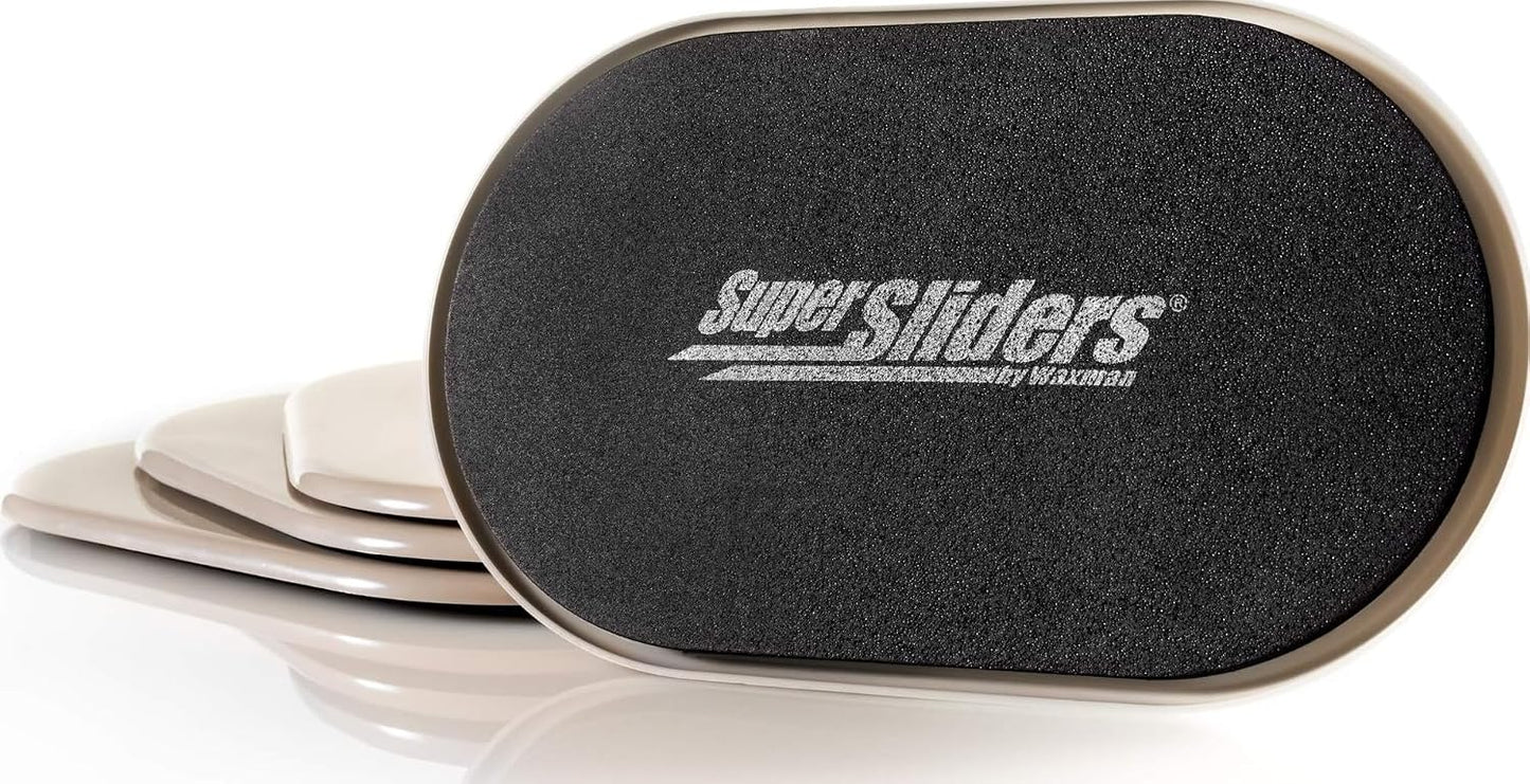 Super Sliders 5-3/4" x 9-1/2" XL Oval Reusable Furniture Sliders for Carpet, Anti-Slip Protective Furniture Moving Pads for Beds, Sofas, Dressers, Set of 4, Brown