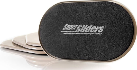 Super Sliders 5-3/4" x 9-1/2" XL Oval Reusable Furniture Sliders for Carpet, Anti-Slip Protective Furniture Moving Pads for Beds, Sofas, Dressers, Set of 4, Brown