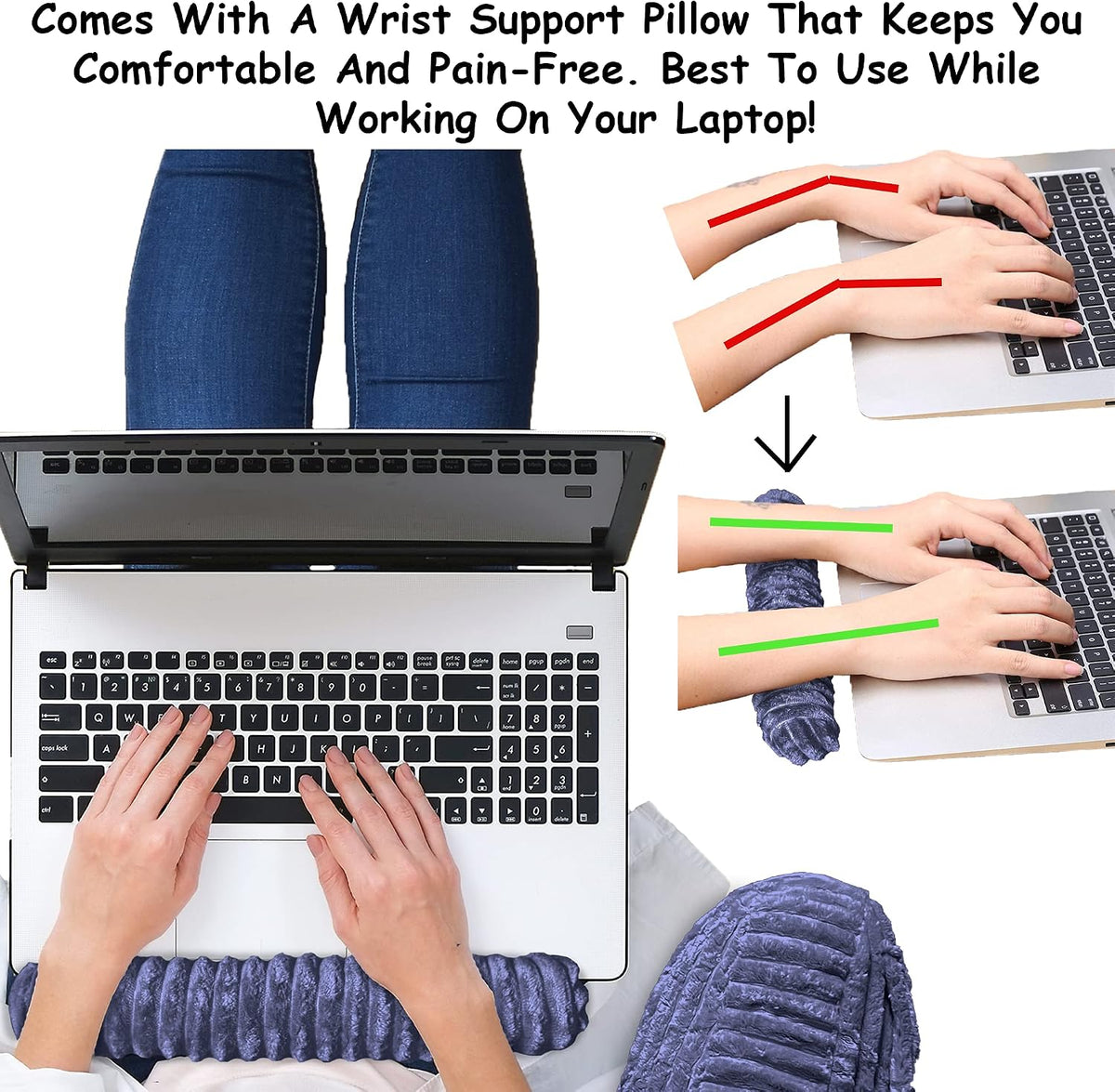 Homie Reading Pillow with Reading Light and Wrist Support, Has Arm Rests, and Back Support for Bed Rest, Lounging, Reading, Working on Laptop, Watching TV (Gray)