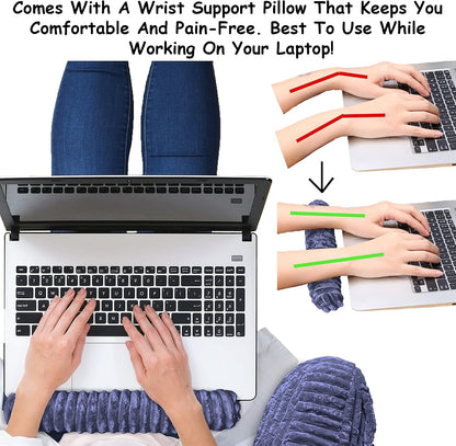 Homie Reading Pillow with Reading Light and Wrist Support, Has Arm Rests, and Back Support for Bed Rest, Lounging, Reading, Working on Laptop, Watching TV (Gray)