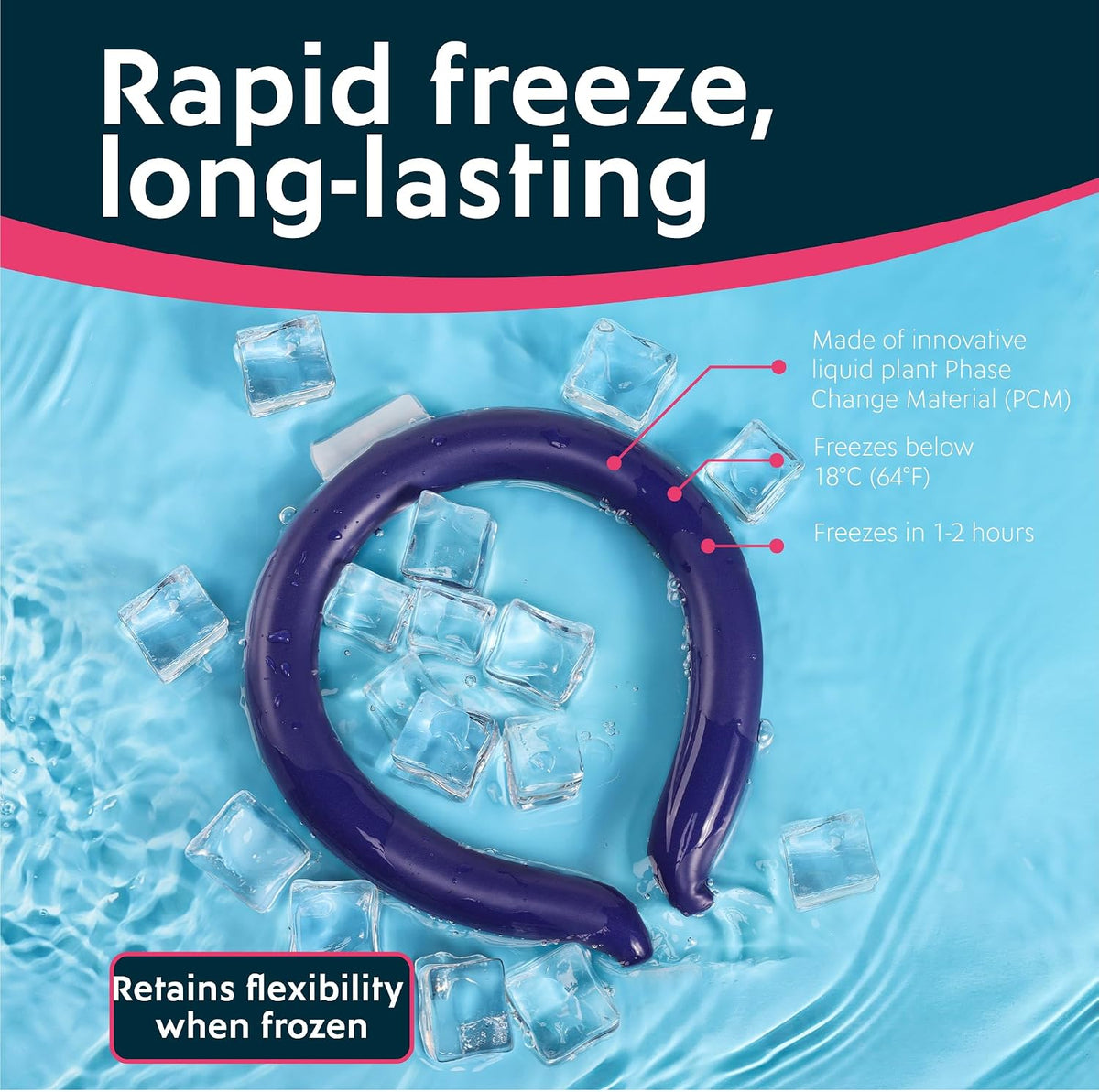 Magic Gel Neck Cooling Tube - Cooling Neck Ring - Reusable Ice Ring Wraps - Necks, Face Ice Coolers - Frozen Cool Wraps, Tubes for Summer Heat, Extremely Hot Weather - 2 Pack, B&W