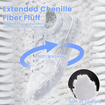 1 Pcs Shoe Washing Machine Bag, White | Extra Long and Thick Microfibre Fluff, Reusable for Washer & Dryer, All-Around Cleaning for All Shoe Types