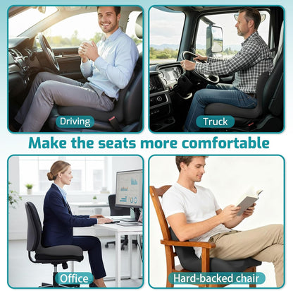 Memory Foam Seat Cushion,Office Chair Cushion with Lumbar Support for Back Pressure Relief, Car Seat Cushion with Adjustable Strap,Sciatica Pad Cushions for Car,Truck, Desk,Gaming Chair
