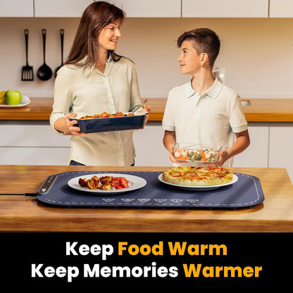 Magic Mill Warming Mat for Food - Premium XL Electric Warming Tray, 3 Temperature Levels, 10s Fast Heating Silicone Surface, Rollup Buffet Heat Pad, Non-Slip Feet, Ideal for Parties, Home, Travel