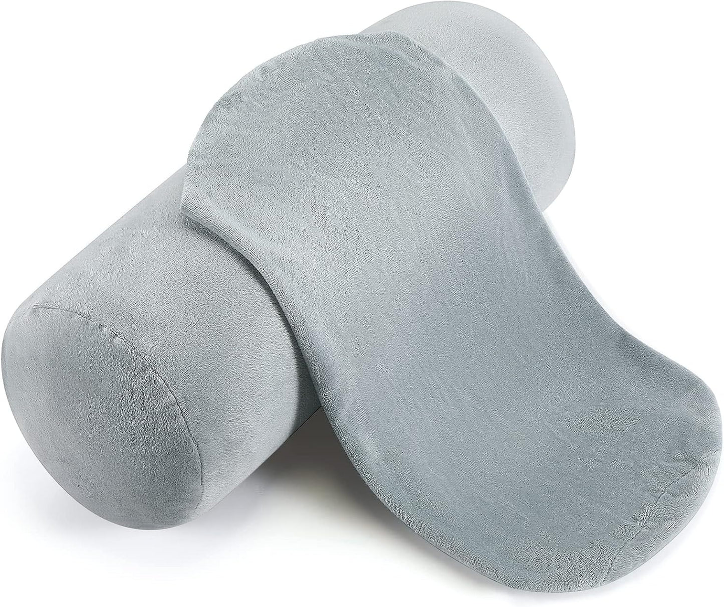 Newwiee 2 Pcs Neck Roll Pillow Cover 17x7 Inch Round Cervical Pillow Covers with Zipper Cylinder Neck Roll Pillowcase Soft Bolster Pillowcases for House Home Decor Cylindrical Cushion(Gray)