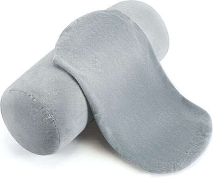 Newwiee 2 Pcs Neck Roll Pillow Cover 17x7 Inch Round Cervical Pillow Covers with Zipper Cylinder Neck Roll Pillowcase Soft Bolster Pillowcases for House Home Decor Cylindrical Cushion(Gray)