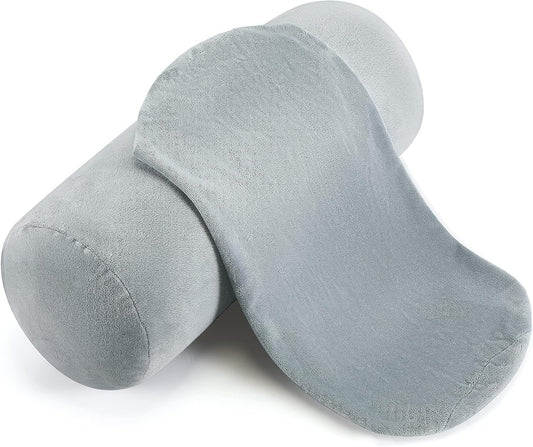Newwiee 2 Pcs Neck Roll Pillow Cover 17x7 Inch Round Cervical Pillow Covers with Zipper Cylinder Neck Roll Pillowcase Soft Bolster Pillowcases for House Home Decor Cylindrical Cushion(Gray)