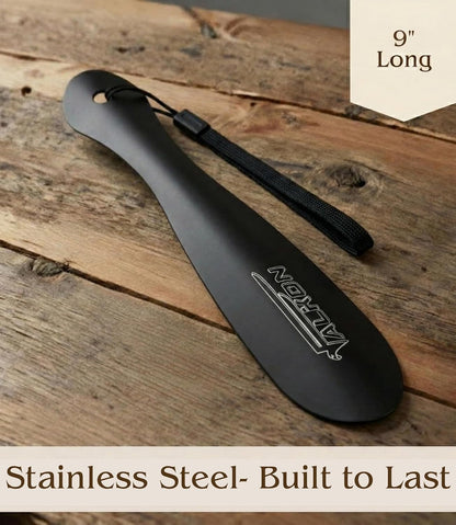 FALKON 9" Metal Shoe Horn – Heavy-Duty Stainless Steel Shoehorn for Men & Women, Compact Travel Shoe Helper