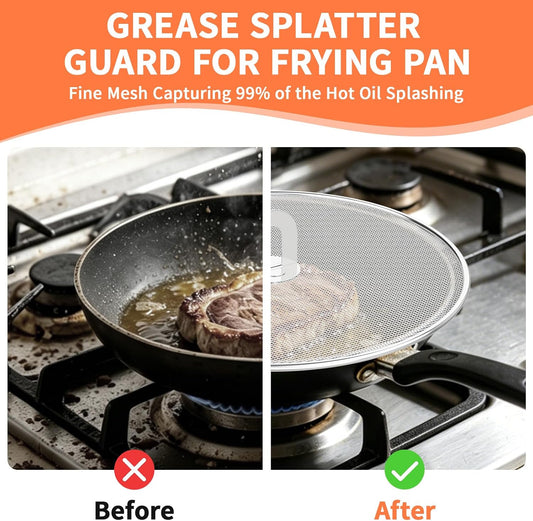 Grease Screen for Frying Pan, Splatter Guard 3-Pack 10 11.5 13" 304 Steel