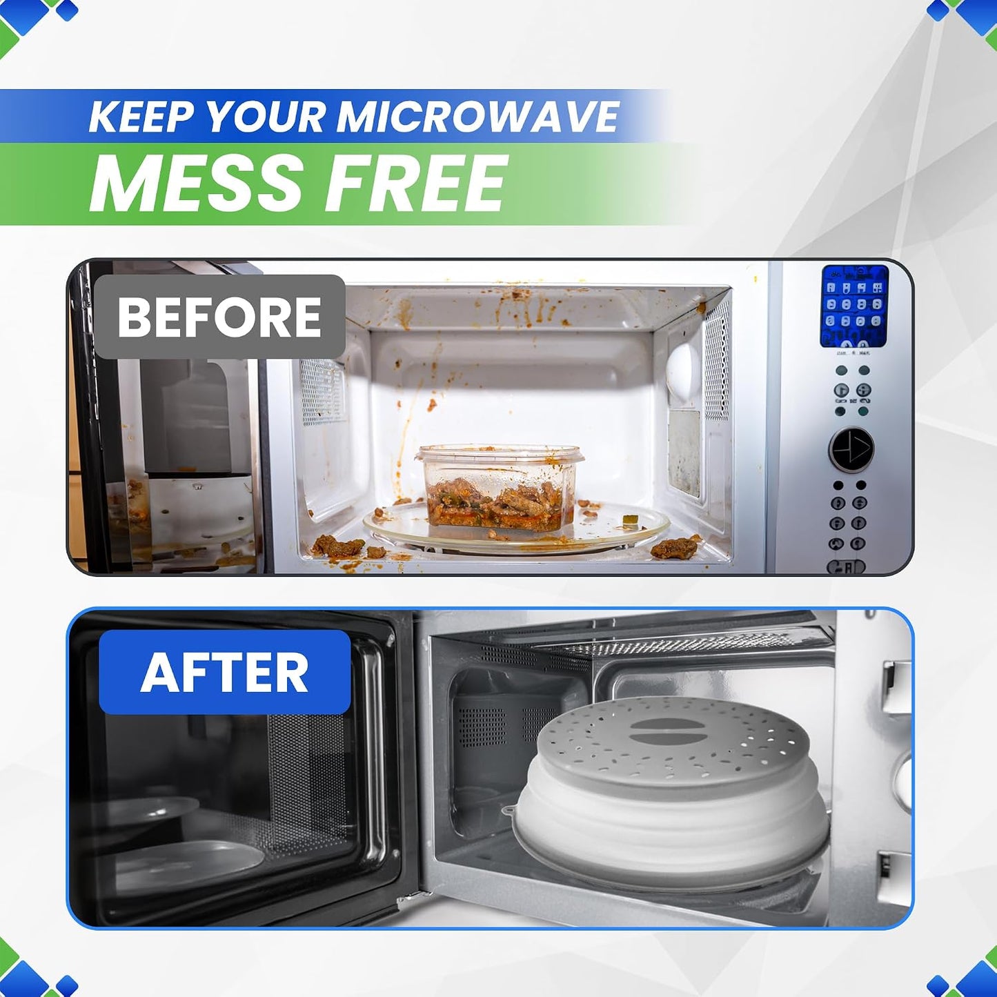 Microwave Splatter Cover 10.5” - Foldable Silicone Microwave Cover for Food | Splatter Covers the Dish and Plate - Durable Silicone Microwave Food Cover Lid With Vents for Microwave Splatter Protection