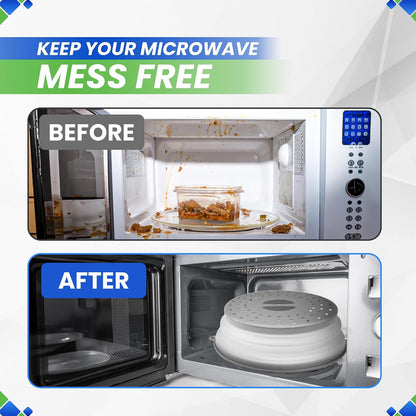 Microwave Splatter Cover 10.5” - Foldable Silicone Microwave Cover for Food | Splatter Covers the Dish and Plate - Durable Silicone Microwave Food Cover Lid With Vents for Microwave Splatter Protection