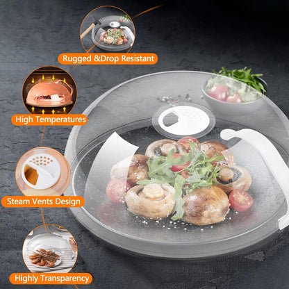 Microwave Cover for Food Splatter, BPA Free, Microwave Plate Cover Guard Lid with Handle, Food Cover Steam Vents Keeps Microwave Oven Clean-2 Pack