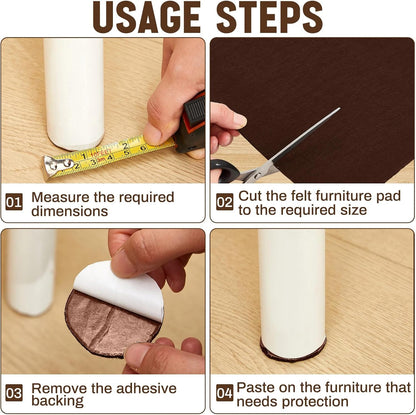 Fullhawl Large Felt Furniture Pads 8 x 60 Inch Non Slip Self Adhesive Heavy Duty Cuttable Strip Roll Felt Sheet Tape for Protecting Hardwood Floors Chair Wall, White