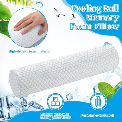 Novabright 2 Pcs Cooling Cervical Neck Roll Pillow for Sleeping Memory Foam