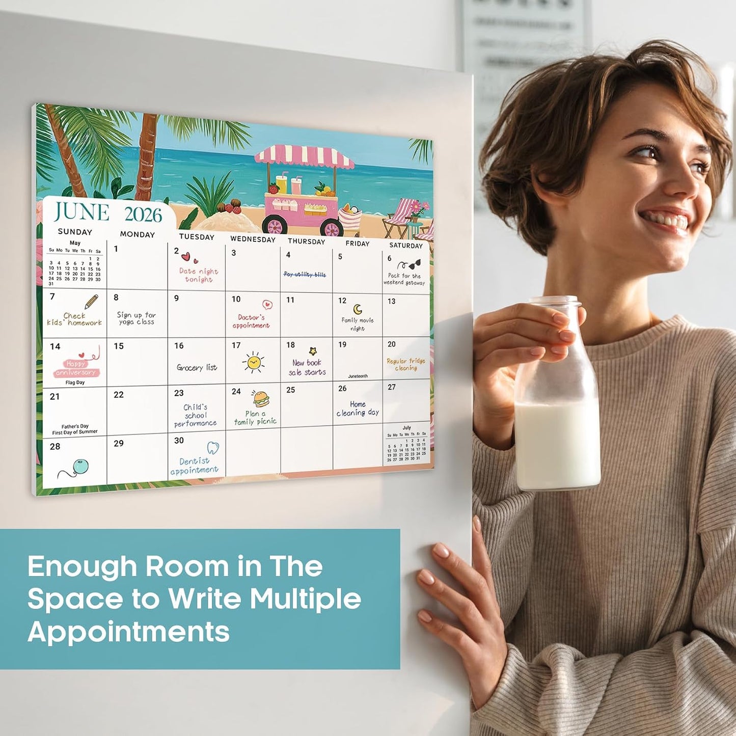 2026-2027 Magnetic Calendar for Refrigerator, Apr 2026-Dec 2027 | 21-Month Fridge Calendar 2026-2027 for Home Planning, Scheduling and Easy Organization, Greenery