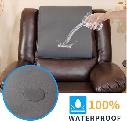 Non Slip Recliner Headrest Protector Washable Faux Leather Headrest Covers for Recliner Chair Waterproof Couch Head Rest Covers for Sofa,Furniture,Office Chair,Theater Seat