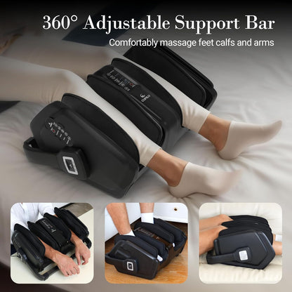 Shiatsu Foot Calf Massager with Heat & Remote, FSA Eligible HSA | 6-Level Compression, 3 Modes Kneading for Neuropathy Plantar Fasciitis, 360° Adjustable Bar for Feet Ankles Calves, Size 14