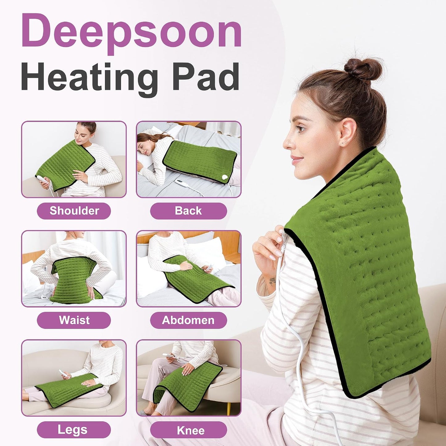 Heating Pad,Heated Blanket,Heating Pad for Back Neck,Grey,24x12 Inch | Electric Heating Pad,Dry/Moist Heat Heating Pads,Heating Pads for Shoulder,Abdomen,Heat Pad for Women Men,Birthday Gift