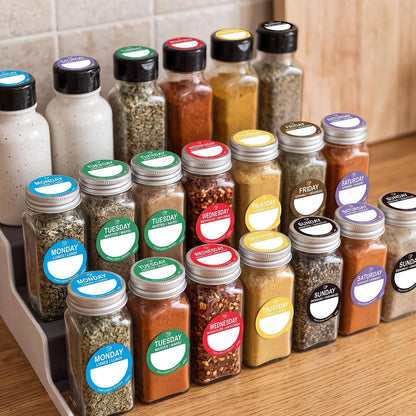 7000 Pcs Removable Day Label with Marker, 7 Colors, 1 inch - Peel Tab Waterproof Freezer Safe Food Labels (Mon-Sun) for Meal Prep and Restaurant Kitchen