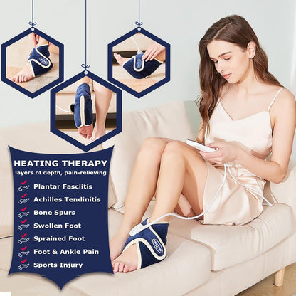 CAMECO 1 Pack Foot Ankle Heating Pad for Neuropathy Pain Relief, 86℉-158℉ Electric Heated Foot Warmer for Achilles Tendinitis & Plantar Fasciitis, Under Desk Heat Therapy Wrap Booties for Women Men