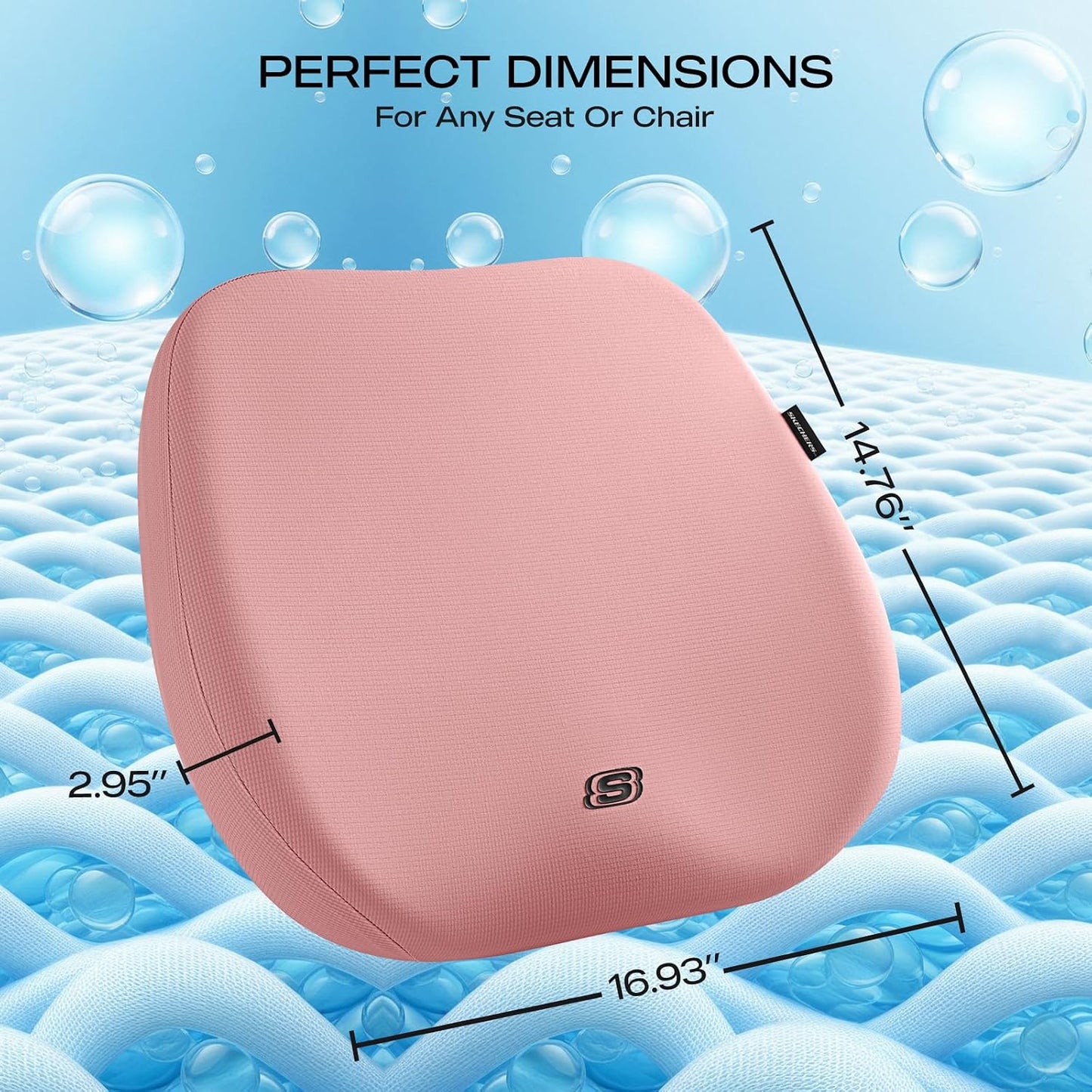 Skechers Seat Cushion Premium Gel & Memory Foam-Office Chair Cushion for Tailbone Pain Relief,Butt Pillow for Office Chair,Car seat Cushion,Long Sitting Office Workers,and Car Drivers,Black