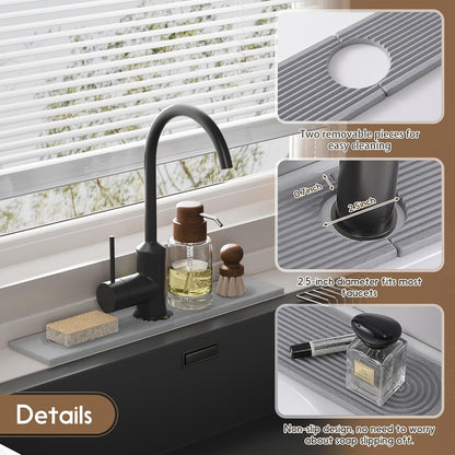 Faucet Mat for Kitchen Sink, Diatomite Quick Drying Tray , 15.8 Inch Kitchen Sink Splash Guard and Bathroom Stone Trays for Counter. Super Absorben.White.