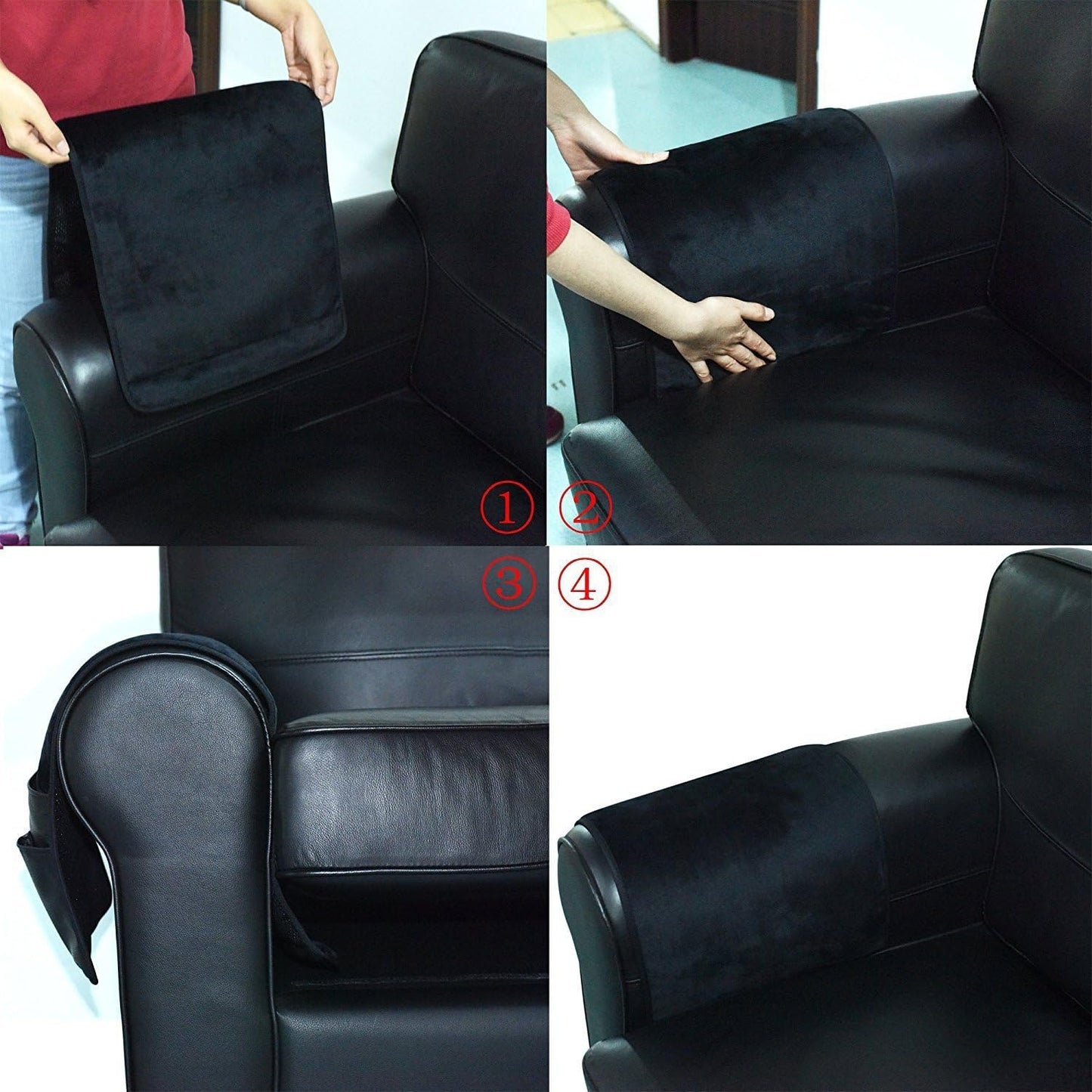 Wanty Velvet Sofa Couch Chair Armrest Soft Caddy Organizer Holder for Remote Control, Cell Phone, Book, Pencil (Black)