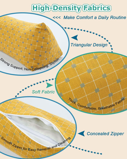 Cervical Buckwheat Neck Roll Pillow for Pain Relief, Firm Neck Support Bolster for Back Sleepers, Washable Cover, Ideal for Office Lunch Break, Blue 15 X 5 Inches