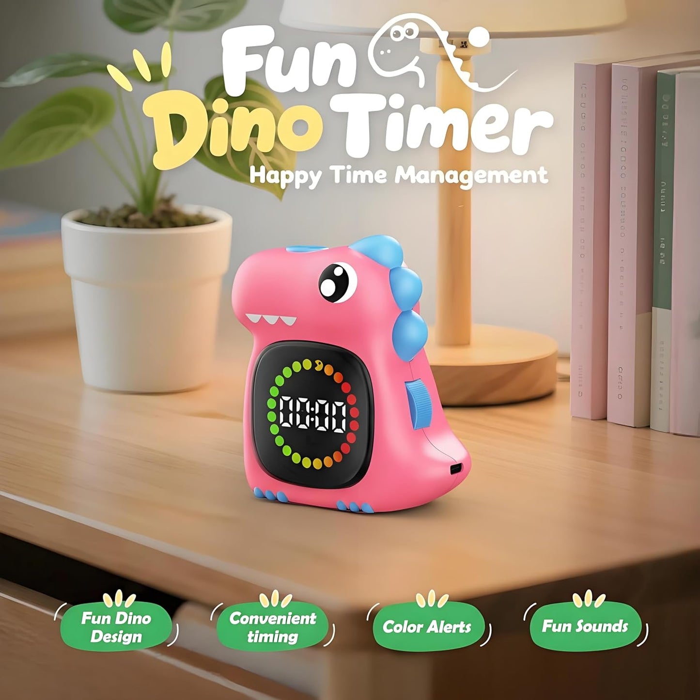 Visual Timer for Kids 99 Minute Digital Potty Training Timer for Homeschool | Dual sound; Dinosaur Look; Long Battery Life
