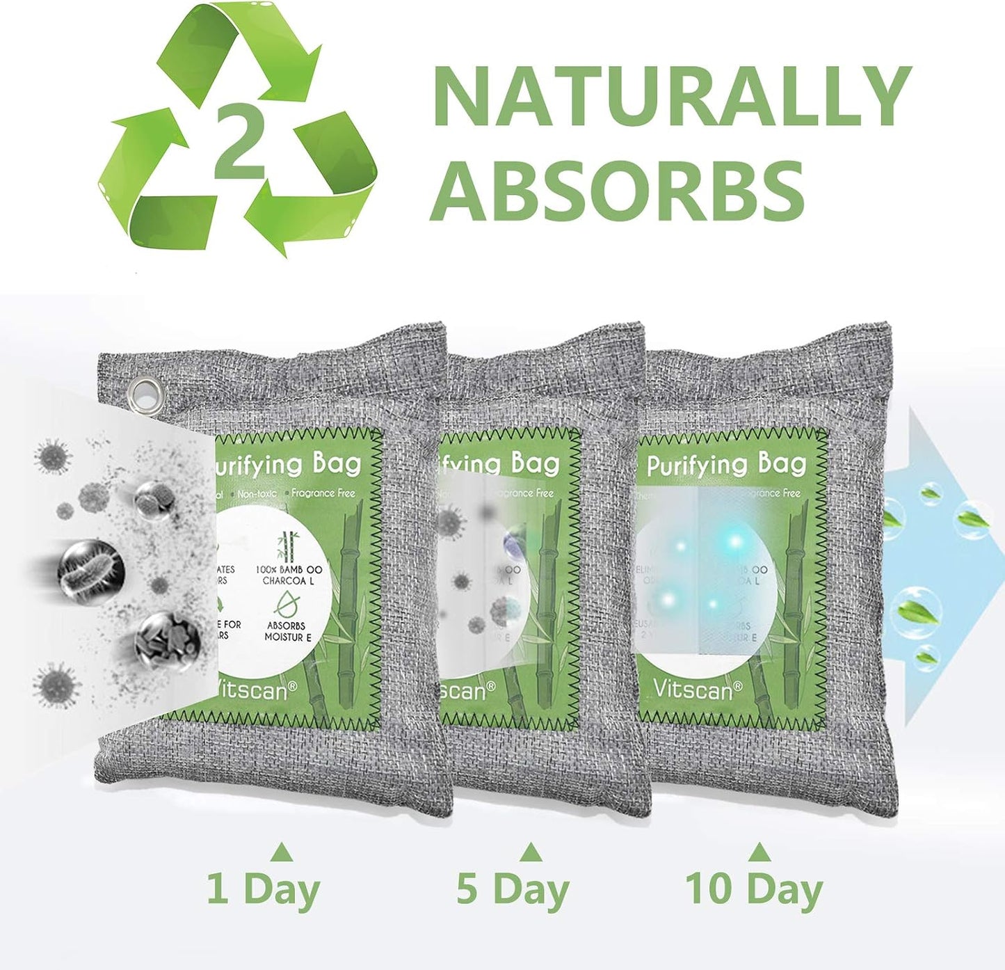 Bamboo Charcoal Air Purifying Bag, Activated Charcoal Odor Absorber | 12 Pack Natural Odor Eliminators For Home, Car, Closet, Basement, Pet, Shoe Deodorizer for Strong Odors (6x50g, 6x150g)