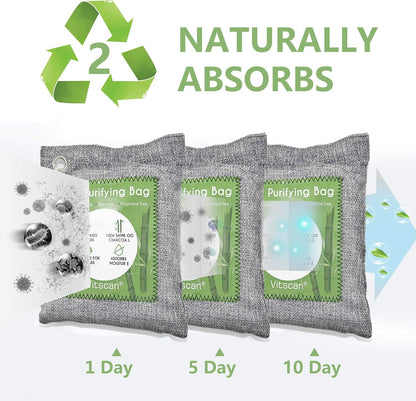 Bamboo Charcoal Air Purifying Bag, Activated Charcoal Odor Absorber | 12 Pack Natural Odor Eliminators For Home, Car, Closet, Basement, Pet, Shoe Deodorizer for Strong Odors (6x50g, 6x150g)