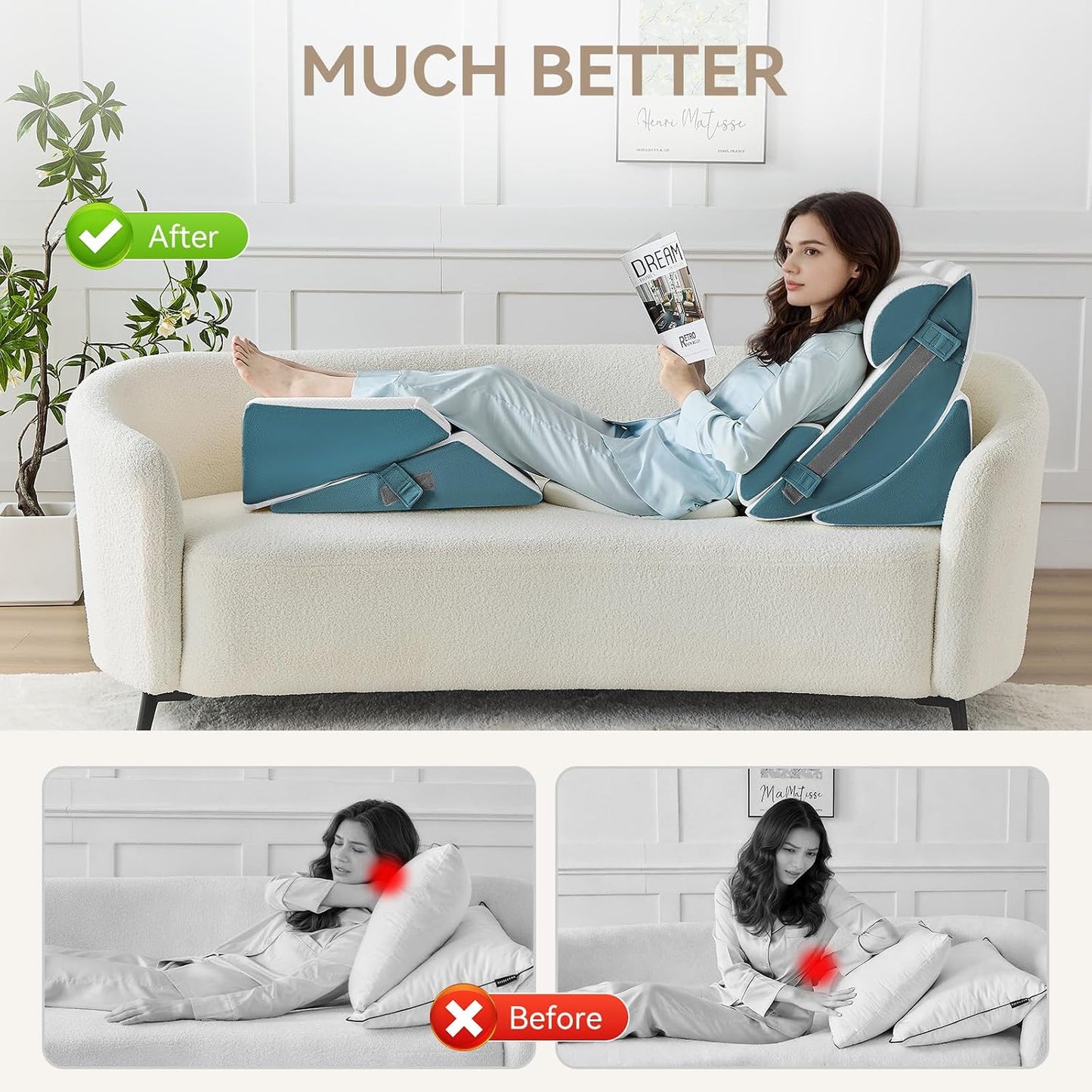Yojoker Leg Elevation Pillows for Swelling, Memory Foam Wedge Pillow for Legs Blood Circulation, Leg Elevation Pillows for After Surgery, Knee Wedge Pillow for Sleeping Back Hip Ankles Relief