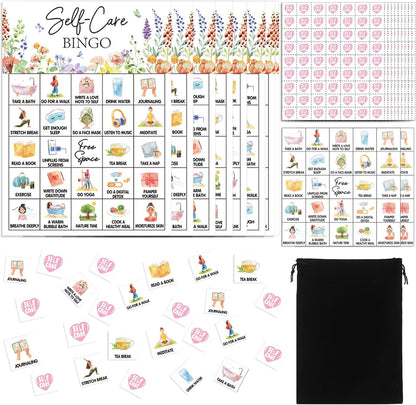 Pasimy 37 Pcs Self Care Bingo Game, 24 Self Care Bingo Cards