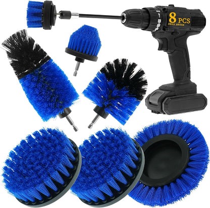 8 Pcs Drill Brush Attachment Set - Power Scrub Brush Kit | Brush Drill with Extend Long Attachmen - All Purpose Household Cleaning Brushes for Car, Grout, Floor, Tub, Bathroom