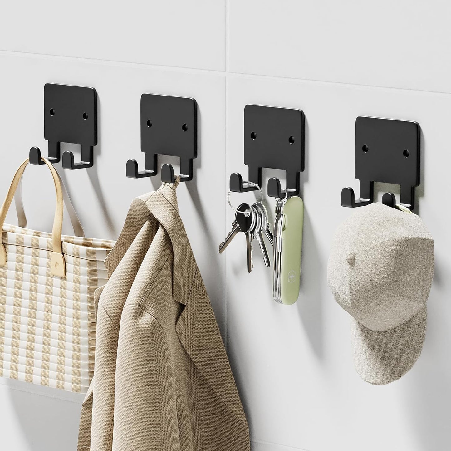 GTK Key Holder for Wall Key Hooks with Tray and 6 Hooks, Wall Mounted Key Holder for Hallway, Key Rack with Shelf for Mail Storage (Black)