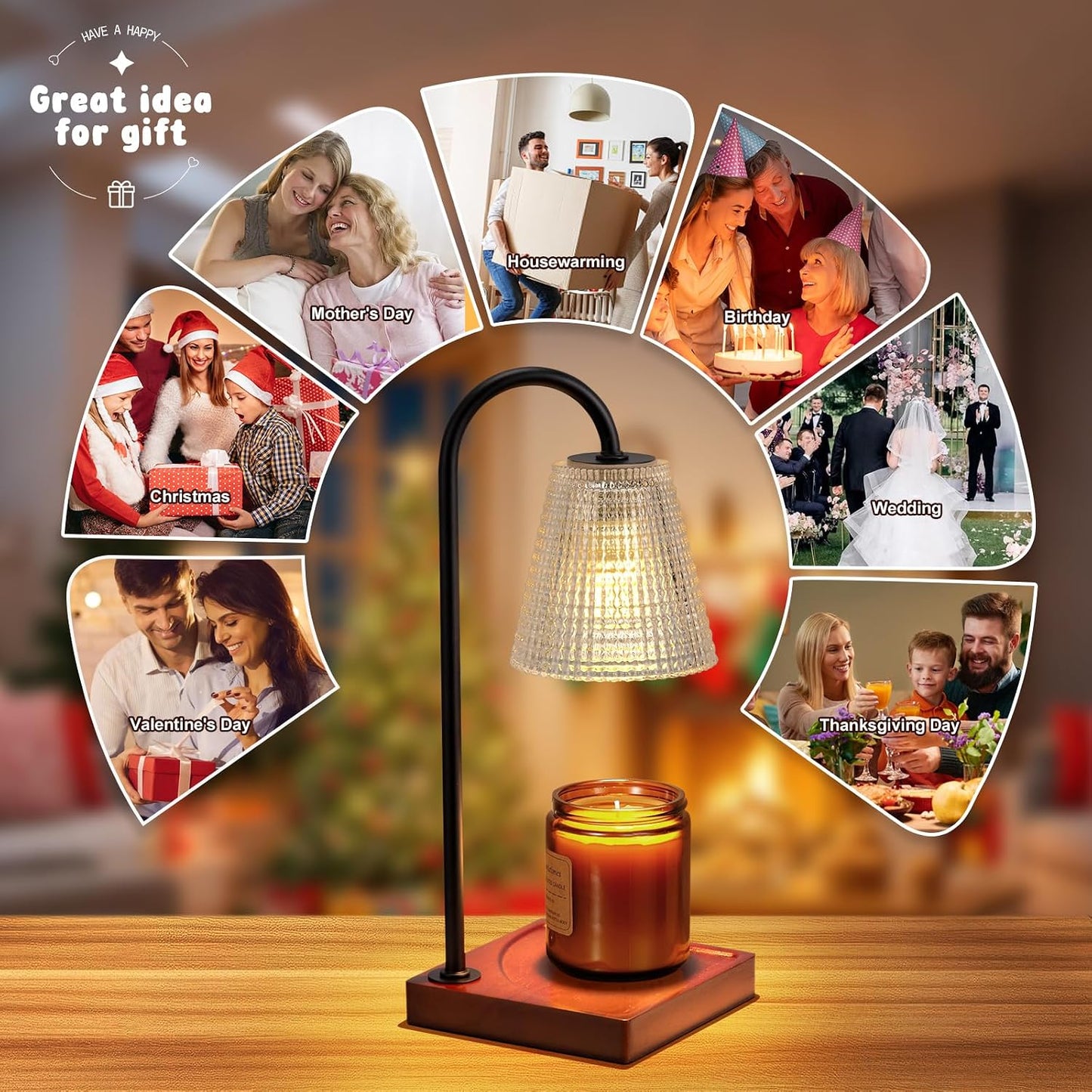Hong-in Candle Warmer Lamp with Timer, House Warming Gifts New Home Decor | Dimmable & Adjustable Height, Electric Wax Warmer for Scented Wax Jar Candles,Gifts for Women Mom Sister