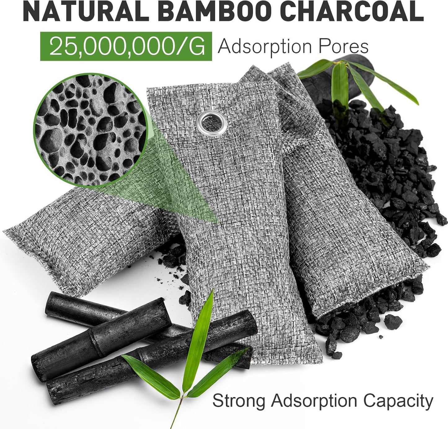 TUXIYA 8Pack Activated Charcoal Odor Absorber, Shoe Odor Eliminator | Shoe Deodorizer, Bamboo Charcoal Air Purifying For in Car, Closet, Shoe, Basement 50g/1.77oz Each