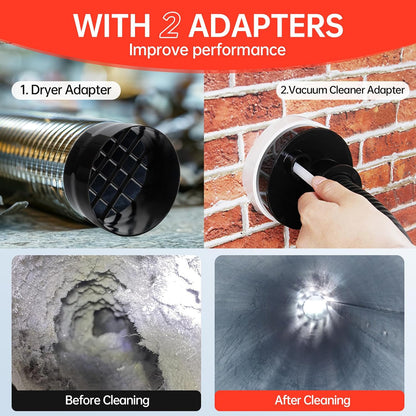 Bluesea 7 Pieces 20 Feet Dryer Vent Cleaner Kit, Reinforced Nylon Dryer Vent Cleaning Kit, Durable Dryer Vent Brush Vacuum Attachment with Flexible Lint Trap Brush, Vacuum & Dryer Adapters