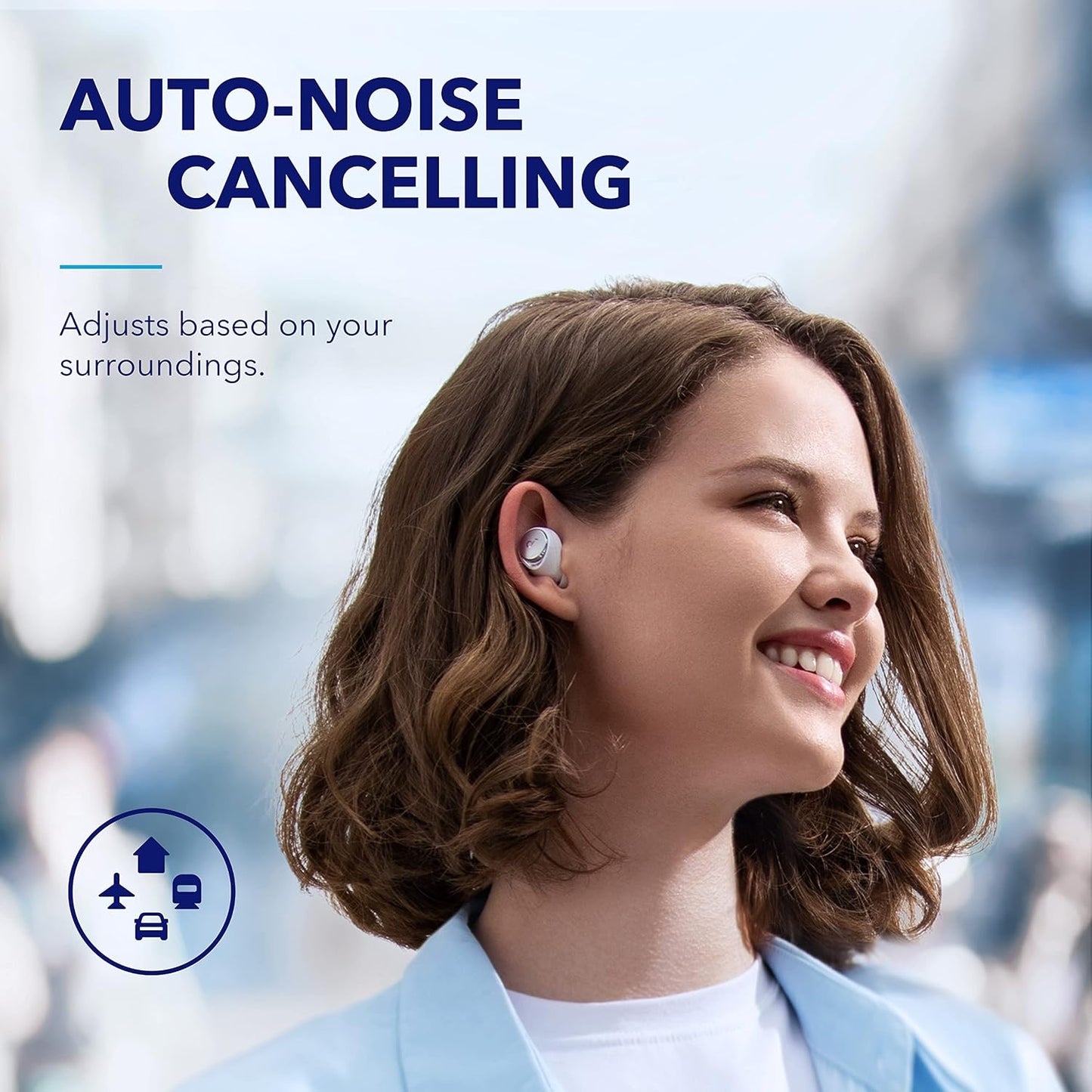 soundcore by Anker Space A40 Auto-Adjustable Active Noise Cancelling Wireless Earbuds, Reduce Noise by Up to 98%, 50H Playtime, Hi-Res Sound, Comfortable Fit, App Customization, Wireless Charge (Blue) | Reduce Noise by Up to 98%, Ultra Long 50H Playtime,