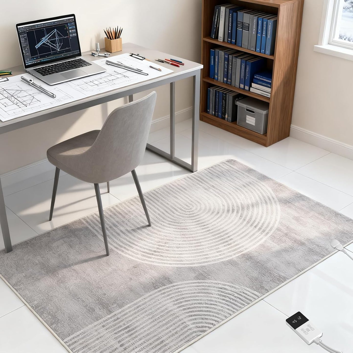 Electric Heated Carpet 35x55in Soft Plush Heating Rug 450W CX | Instant Warmth in 30s, 60 Heat Levels 12h Timer, Energy Efficient Safety Protection Ideal for Home Office Playroom 120V