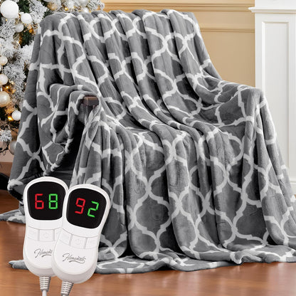 Homemate Heated Blanket Electric Throw - 50“x60“ Heating Blanket with 10 Fast Heat Levels 8 Hours Auto Off Soft Cozy Flannel Over-Heated Protection ETL Certification Keep Warming in Home | Throw with 10 Fast Heat Levels 8 Hours Auto Off Over-Heated
