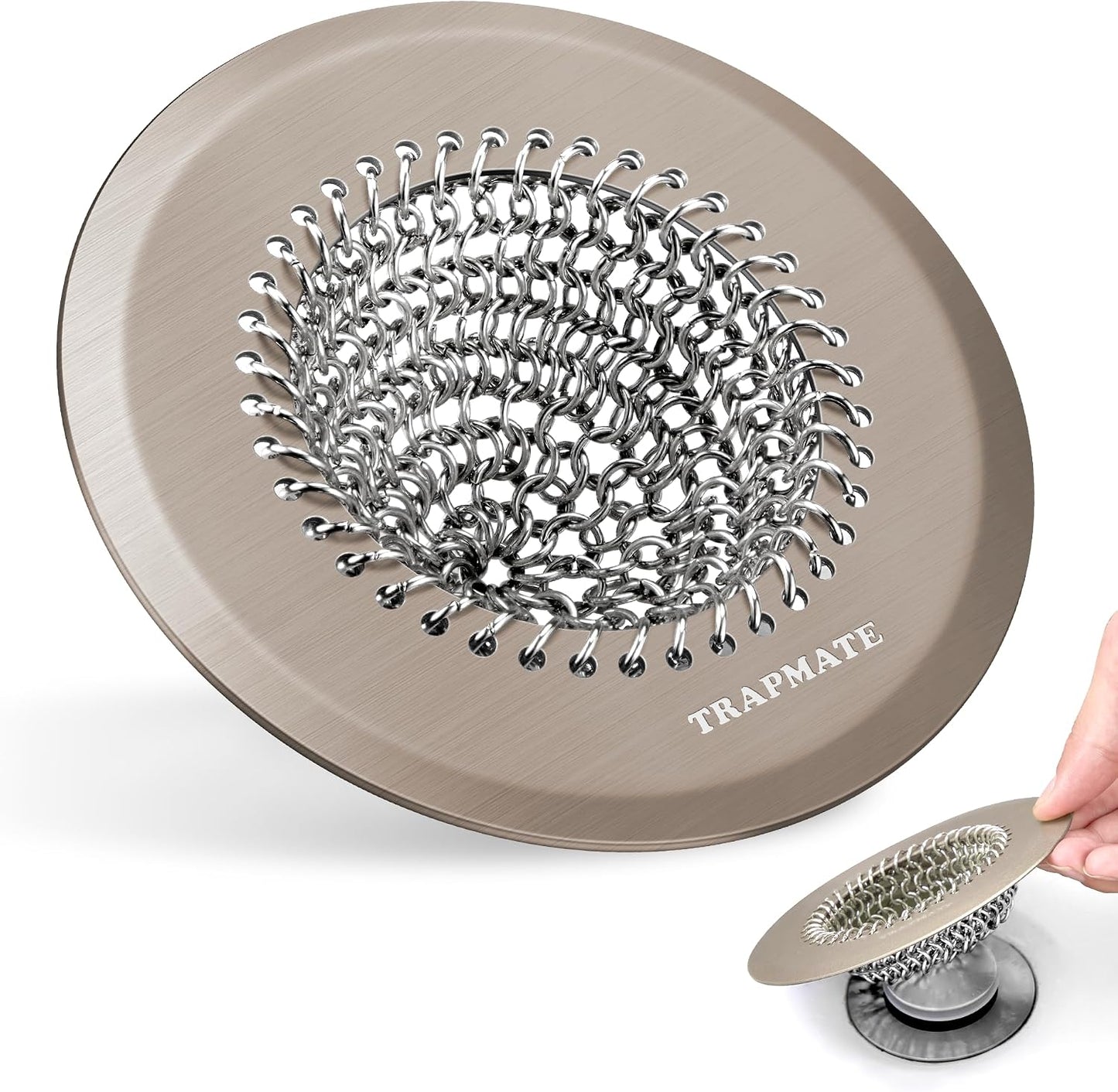 TRAPMATE Shower Drain Hair Catcher, 4.4" Anti-Clogging Bathtub Drain Cover | Easy Flip Cleaning, Traps Hair with Fast Drainage, Anti-Slip Drain Protector Fits Regular & Pop-up Drains (Patented Product)