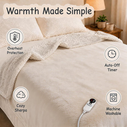 Soypipo Electric Heated Throw Blanket 50"x60", Faux Fur Plush with 4 Heat Settings & 2/4/8/10H Auto Shut-Off, Overheat Protection, Machine Washable, for Office & Chair, Dark Grey