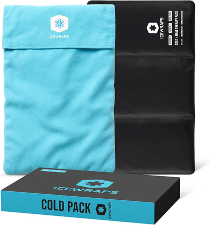 ICEWRAPS Reusable Cold Pack with Fabric Cover - Standard 10 x 14 Inch, Blue | Flexible Clay Pack, Leak Resistant, Wrap Design for Back, Shoulders and Knees, Stays Cold Up to 45 Minutes - FSA-HSA Eligible