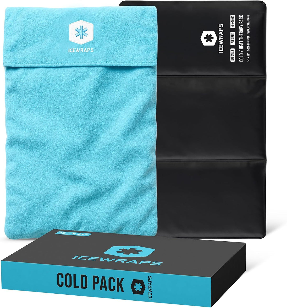 ICEWRAPS Reusable Cold Pack with Fabric Cover - Standard 10 x 14 Inch, Blue