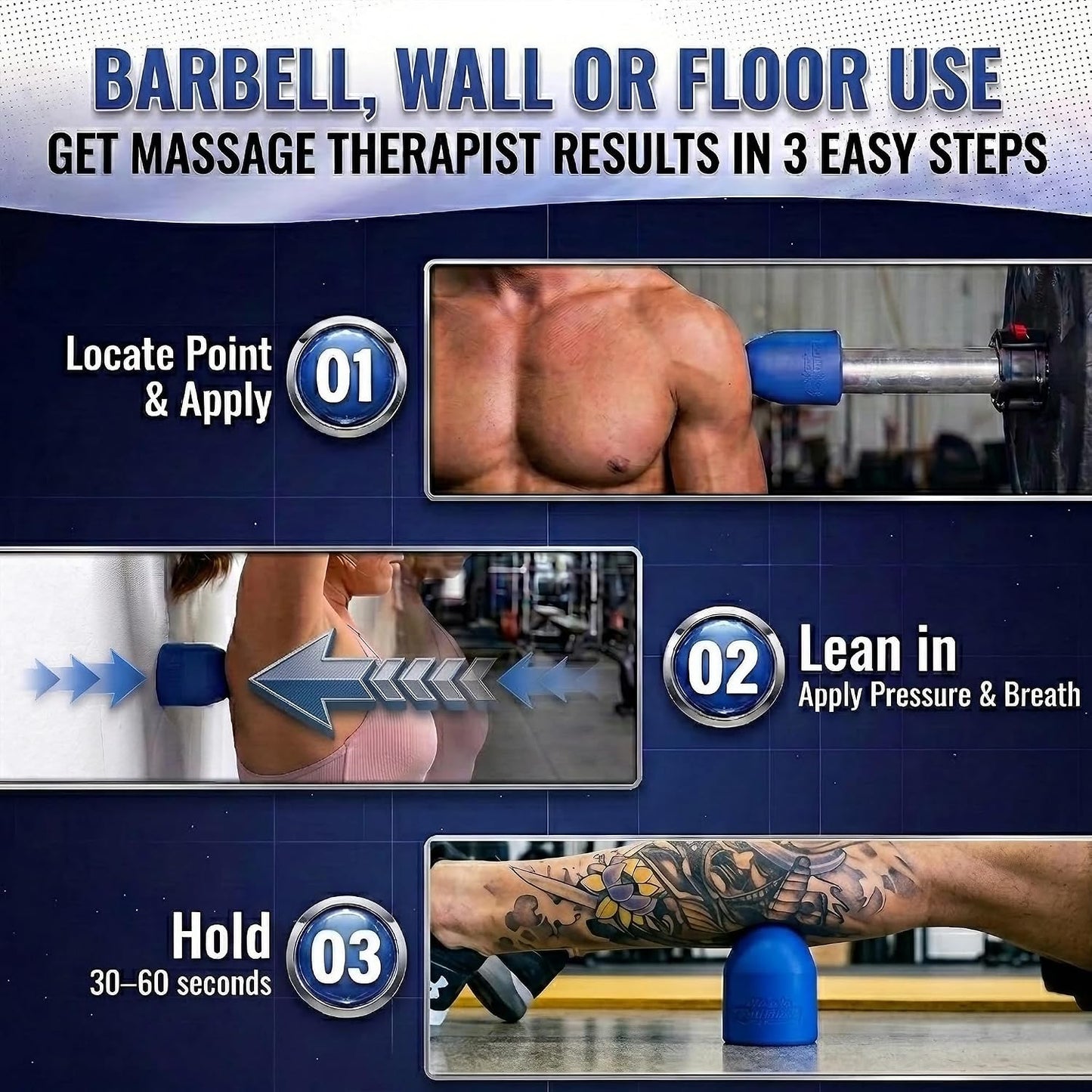 Muscle Trigger Silicone Barbell-Mounted Trigger Point Massage Tool for Back, Neck, Shoulders, Feet & Plantar Fasciitis Relief, Myofascial Release and Deep Tissue Muscle Recovery for Home and Gym | Back Neck Shoulders Plantar Fasciitis Myofascial Muscle