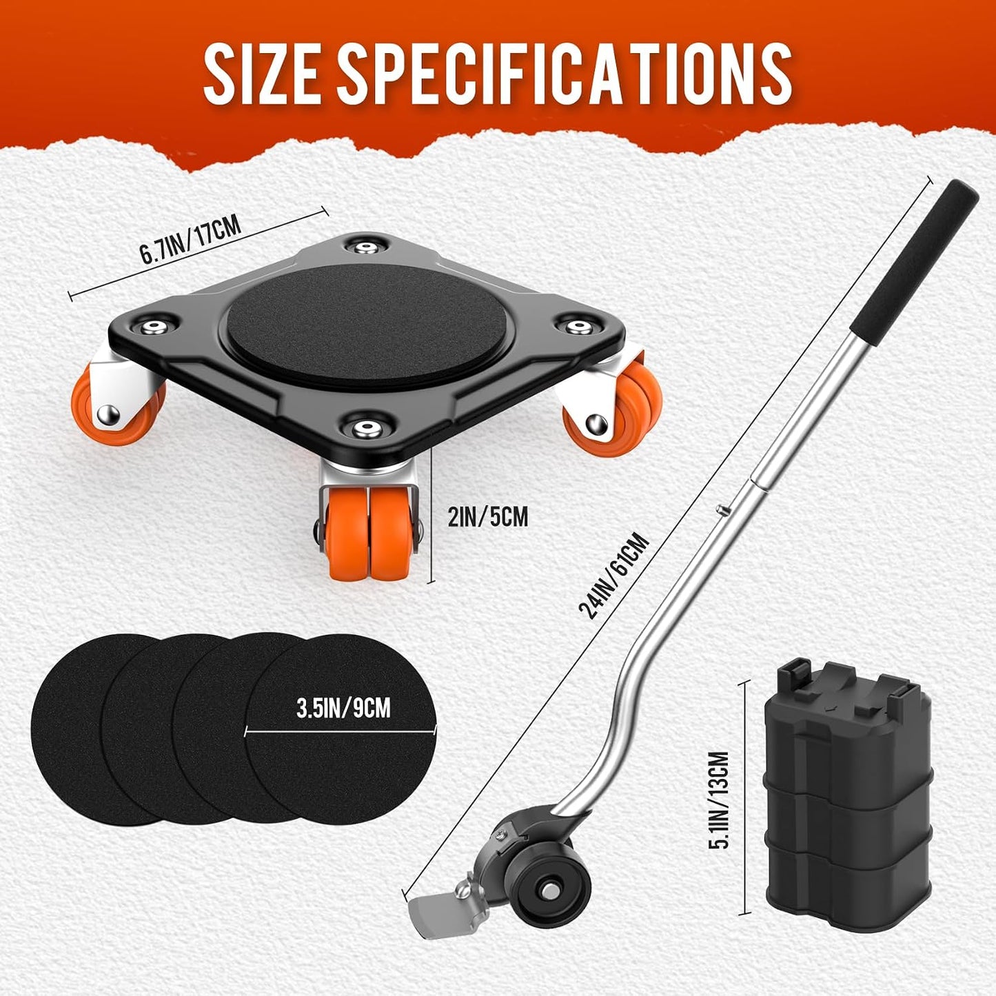 Heavy Duty Furniture Movers with 8 Wheels | Dual-Wheel Design Carbon Steel Panel Furniture Dolly Set with Lifter,360°Rotating Casters for Easy Moving,Max Load 3306 LBS