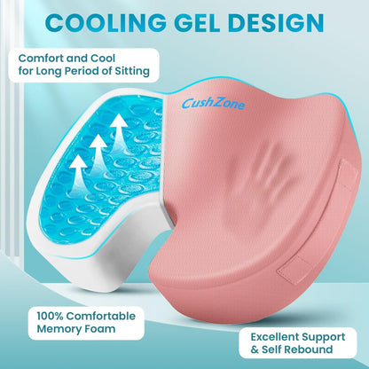 Gel Seat Cushion, Cooling Memory Foam Cushion for Office Chair, Black